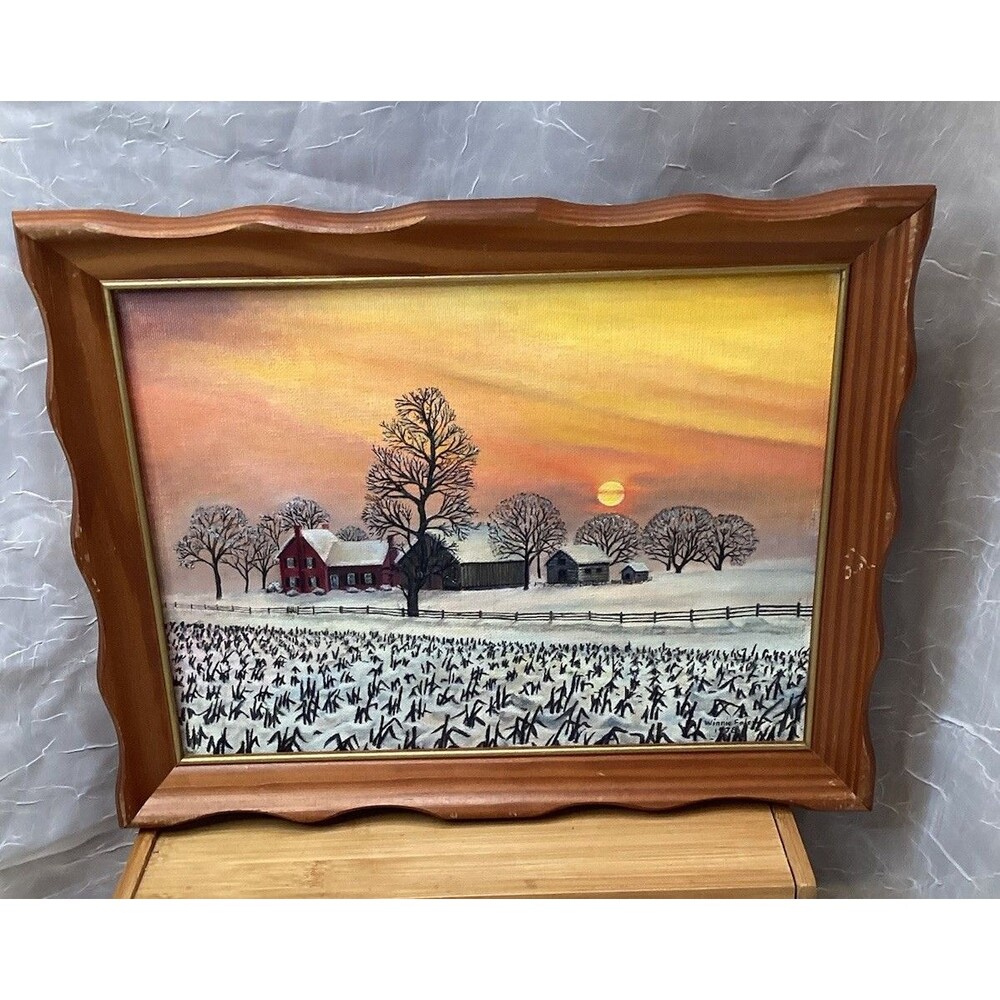 Vintage Barn Farm Country Scene Oil Paint By Numbers Signed & Dated 1978 Framed